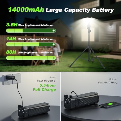 Camping Lights with Remote & Stand 8.2 Ft,14000 mAh Rechargeable Camping Lantern Tent Light, 6000 Lumen Magnetic, alternate