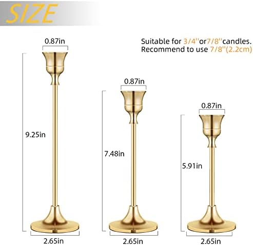 Candlestick Holders, Taper Candle Holder for Candlesticks Gold Brass Vintage Candle Stick Candle Holders, alternate view 3