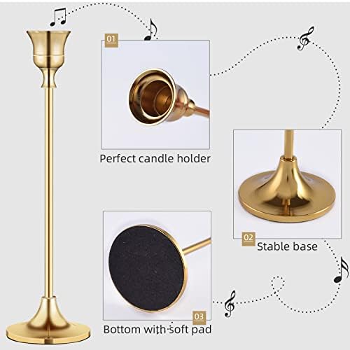 Candlestick Holders, Taper Candle Holder for Candlesticks Gold Brass Vintage Candle Stick Candle Holders, alternate view 5