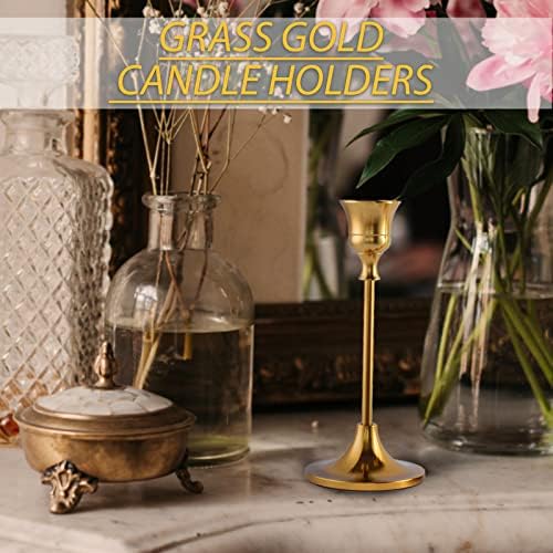 Candlestick Holders, Taper Candle Holder for Candlesticks Gold Brass Vintage Candle Stick Candle Holders, alternate view 7