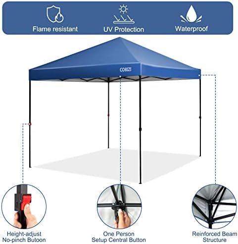 Canopy 10 X 10 Pop Up Canopy Tent, 1-Button Push Easy up, Blue in Blue, alternate view 3