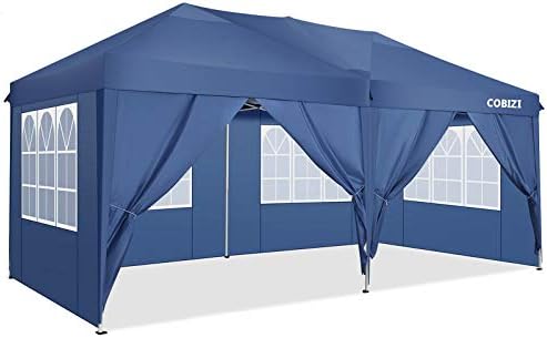 Canopy 10'x10' Ez Up Canopy Waterproof Pop up Tent with 4 Removable Sidewalls, Commercial Instant Canopy with