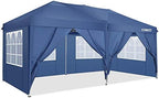 Canopy 10'x10' Ez Up Canopy Waterproof Pop up Tent with 4 Removable Sidewalls, Commercial Instant Canopy with