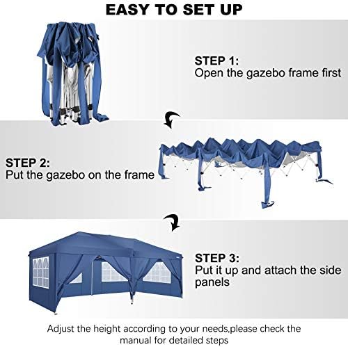 Canopy 10'x10' Ez Up Canopy Waterproof Pop up Tent with 4 Removable Sidewalls, Commercial Instant Canopy with, alternate view