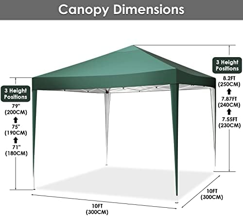 Canopy 10x10 Pop Up Canopy Tent Party Tents for Parties Weddings Backyard Waterproof Canopy Outdoor Commercial, alternate