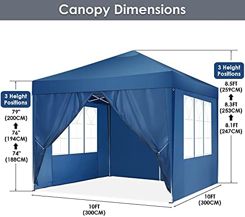 Canopy 10x10 Pop Up Canopy Tent with 4 Sidewalls Party Tents for Parties Weddings Backyard Waterproof Canopy, alternate view