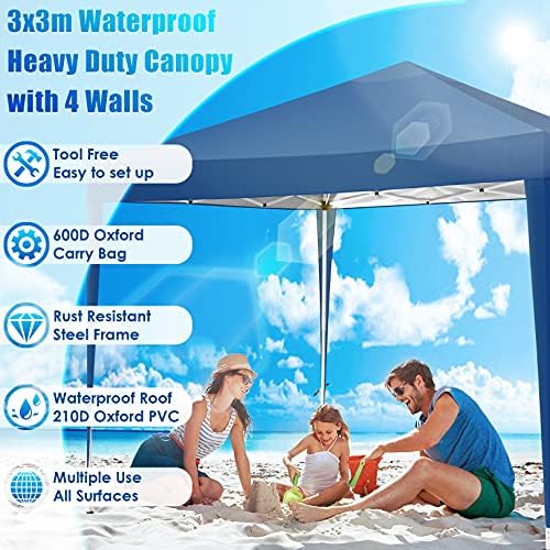 Canopy 10x10 Pop Up Canopy Tent with 4 Sidewalls Party Tents for Parties Weddings Backyard Waterproof Canopy, alternate view