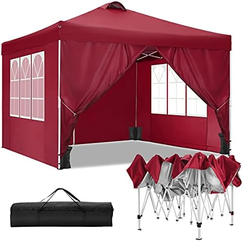 Canopy 10x10FT Outdoor Pop Up Canopy Beach Camping Canopy with Air Vent, 4 Sun Walls, 4 Canopy Sandbags, 100