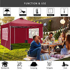 Canopy 10x10FT Outdoor Pop Up Canopy Beach Camping Canopy with Air Vent, 4 Sun Walls, 4 Canopy Sandbags, 100, alternate view