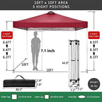 Canopy 10x10FT Outdoor Pop Up Canopy Beach Camping Canopy with Air Vent, 4 Sun Walls, 4 Canopy Sandbags, 100, alternate view