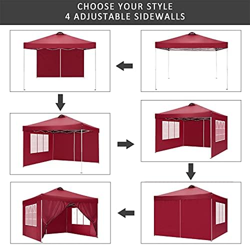 Canopy 10x10FT Outdoor Pop Up Canopy Beach Camping Canopy with Air Vent, 4 Sun Walls, 4 Canopy Sandbags, 100, alternate view