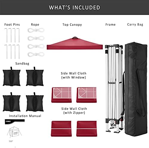 Canopy 10x10FT Outdoor Pop Up Canopy Beach Camping Canopy with Air Vent, 4 Sun Walls, 4 Canopy Sandbags, 100, alternate view