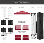 Canopy 10x10FT Outdoor Pop Up Canopy Beach Camping Canopy with Air Vent, 4 Sun Walls, 4 Canopy Sandbags, 100, alternate view
