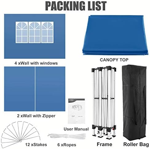Canopy 10x20 Pop Up Canopy Tent Dark Red, alternate view 7