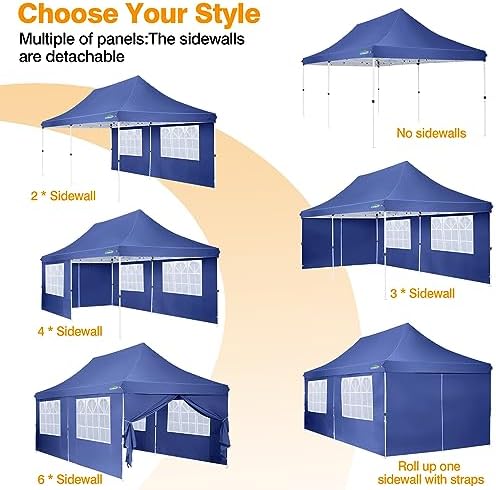 Canopy 10x20 Pop Up Canopy Tent with 6 Sidewalls, Waterproof Commercial Canopy Ez Outdoor Instant Gazebo Easy to, alternate