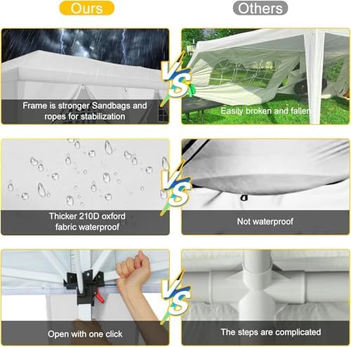 Canopy 10x30 FT Party Tents for Parties with 8 Sidewalls, carpas para Fiestas, Pop Up Canopy Tent, Wedding, alternate view 6