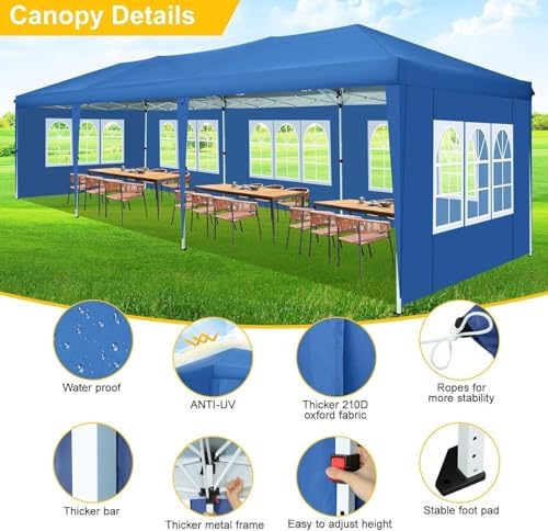 Canopy 10x30 Pop Up Canopy Tent with 8 Sidewalls Party Tents for Parties Wedding Backyard Waterproof Outdoor, alternate view