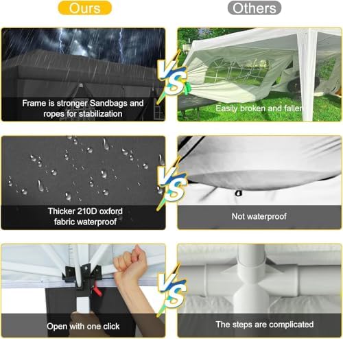 Canopy 10x30 Pop Up Canopy Tent with 8 Sidewalls Party Tents for Parties Wedding Backyard Waterproof Outdoor, alternate view