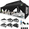Canopy 10x30 Pop Up Canopy Tent with Sidewalls, Waterproof Commercial Canopy Ez Outdoor Instant Gazebo UV