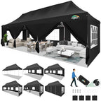 Canopy 10x30 Pop Up Canopy Tent with Sidewalls, Waterproof Commercial Canopy Ez Outdoor Instant Gazebo UV