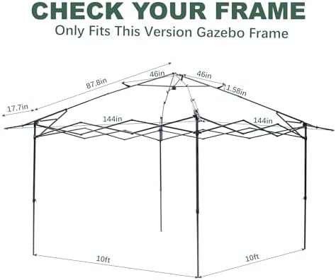 Canopy Cover Compatible with ABC 13x13 Pop Up Gazebo Frame, alternate view 6
