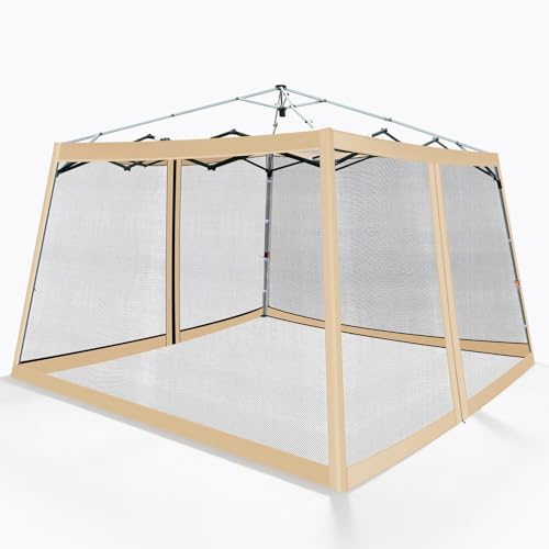Canopy Mosquito Net for 10x10 Base/8x8 Top Pop up Canopy Tent, Beige in Beige