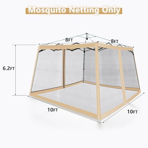 Canopy Mosquito Net for 10x10 Base/8x8 Top Pop up Canopy Tent, Beige in Beige, alternate view 2