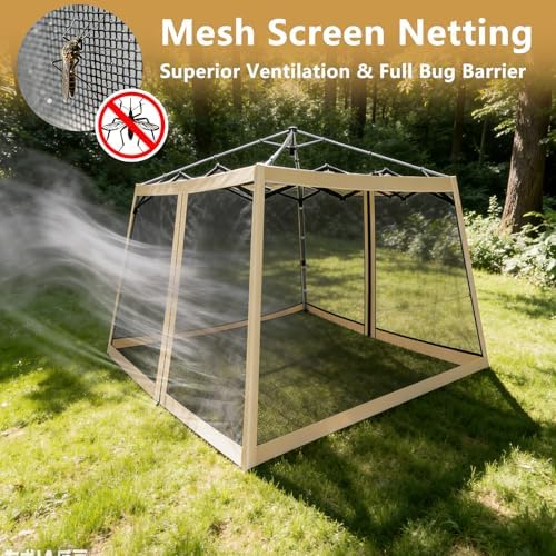 Canopy Mosquito Net for 10x10 Base/8x8 Top Pop up Canopy Tent, Beige in Beige, alternate view 3