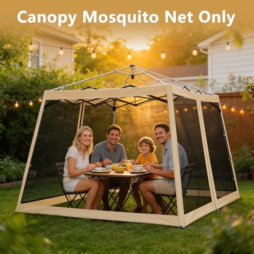 Canopy Mosquito Net for 10x10 Base/8x8 Top Pop up Canopy Tent, Beige in Beige, alternate view 5