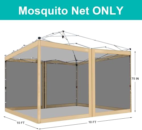 Canopy Mosquito Net for 10x10 Pop up Canopy Tent, Frame Not Included, Beige in Beige, alternate view 2