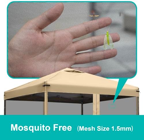 Canopy Mosquito Net for 10x10 Pop up Canopy Tent, Frame Not Included, Beige in Beige, alternate view 3