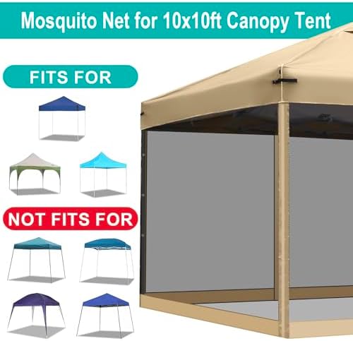 Canopy Mosquito Net for 10x10 Pop up Canopy Tent, Frame Not Included, Beige in Beige, alternate view 4