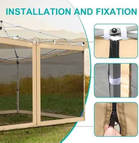 Canopy Mosquito Net for 10x10 Pop up Canopy Tent, Frame Not Included, Beige in Beige, alternate view 5
