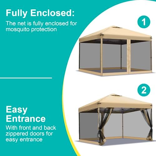 Canopy Mosquito Net for 10x10 Pop up Canopy Tent, Frame Not Included, Beige in Beige, alternate view 6
