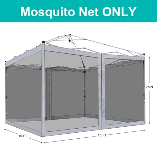 Canopy Mosquito Net for 10x10 Pop up Canopy Tent, Frame Not Included, Grey in Grey, alternate view 2