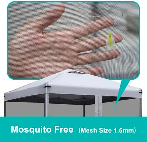 Canopy Mosquito Net for 10x10 Pop up Canopy Tent, Frame Not Included, Grey in Grey, alternate view 4