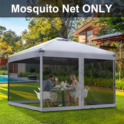 Canopy Mosquito Net for 10x10 Pop up Canopy Tent, Frame Not Included, Grey in Grey, alternate view 6