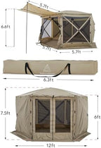 Canopy Pop up Canopy Gazebo Tent for Camping 12x12 FT Screen Tent Outdoor Shade Screen House with Ground Tarp, alternate view