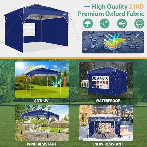 Canopy Tent 10x10, 10x10 Pop Up Canopy for Party Camping, Party Tents with One Push Central Button Air Vent, alternate view 3