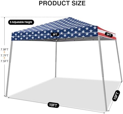 Canopy Tent, 10X10 FT Pop Up Canopy Outdoor Instant Tent Slant Legs with Carrying Bag, Portable Gazebo Shelter, alternate