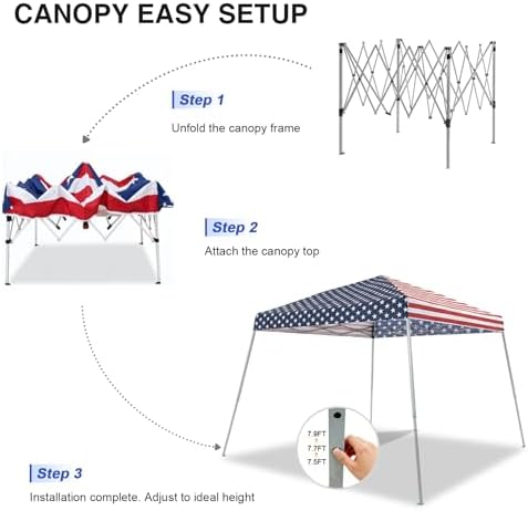 Canopy Tent, 10X10 FT Pop Up Canopy Outdoor Instant Tent Slant Legs with Carrying Bag, Portable Gazebo Shelter, alternate