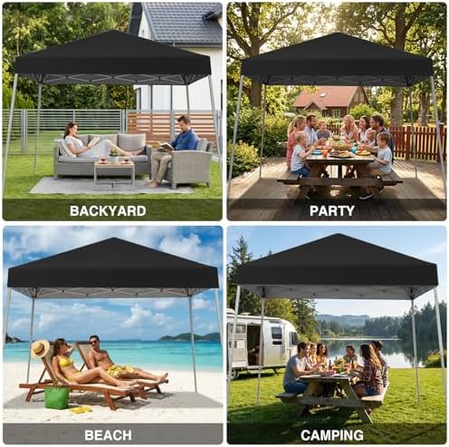 Canopy Tent, 10X10 FT Pop Up Canopy Outdoor Instant Tent Slant Legs with Carrying Bag, Portable Gazebo Shelter, alternate