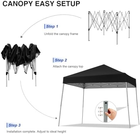 Canopy Tent, 10X10 FT Pop Up Canopy Outdoor Instant Tent Slant Legs with Carrying Bag, Portable Gazebo Shelter, alternate