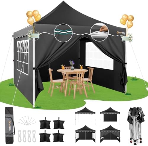 Canopy Tent 10x10 Pop Up Canopy with Sidewalls Waterproof & UPF 50+, Heavy Duty Commercial Instant Craft Fair
