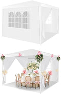 Canopy Tent 10x10 with Removable Sidewalls, White Tents for Parties Waterproof & UV Protection for Gazebo
