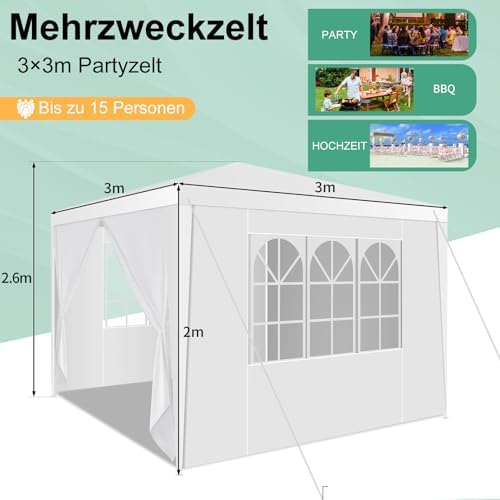 Canopy Tent 10x10 with Removable Sidewalls, White Tents for Parties Waterproof & UV Protection for Gazebo, alternate view 3
