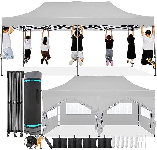 Canopy Tent 10x15 Heavy Duty, Pop Up Canopy Gazebo with Netting Screened, Waterproof Ez up Canopy with