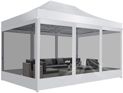 Canopy Tent 10x15 Heavy Duty Pop Up Canopy with Sidewalls Waterproof, Easy to Set up Gazebo with Mosquito