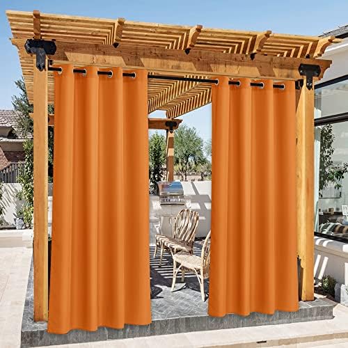 Canvas Outdoor Curtains Decor 95" Long for Patio Waterproof, Rustproof Grommet Outside/Indoor Window Drapes for