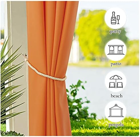 Canvas Outdoor Curtains Decor 95" Long for Patio Waterproof, Rustproof Grommet Outside/Indoor Window Drapes for, alternate